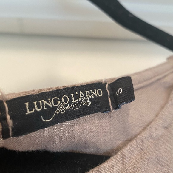 Lungo Larno 100% Linen dress women’s size small grey Pockets scoop Neck office - Picture 4 of 8